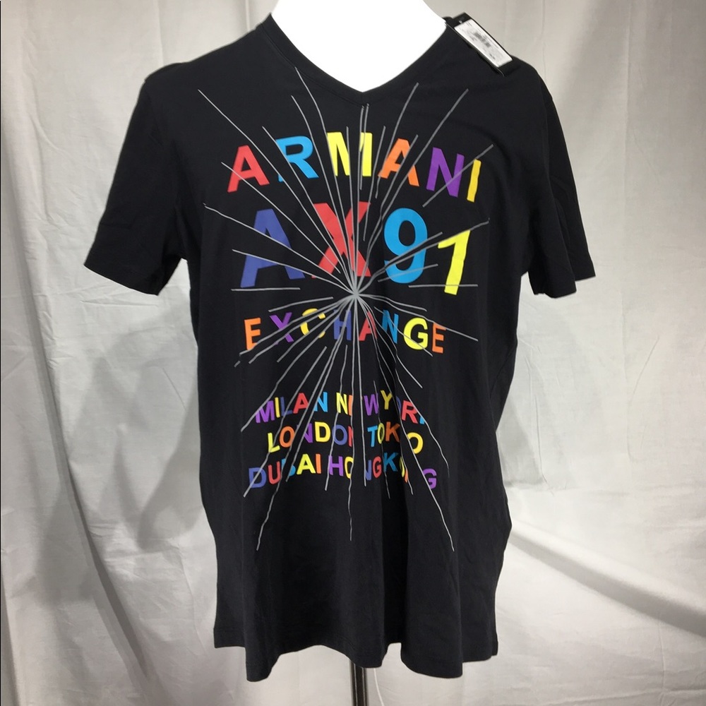 Armani Exchange, A/X, Black, T Shirt, XXL